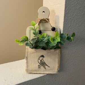 Decorative Small Cutting Board with Bird and Greenery Detail. Distressed.